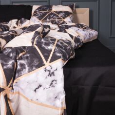 Акція на Простирадло MirSon Бязь 17-0693 Marbe Black Blocks Євро 200x220 см від Rozetka