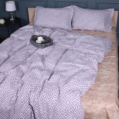Акція на Простирадло на резинці MirSon 180x190+25 см 00-4 Geometry Beige поплін від Rozetka
