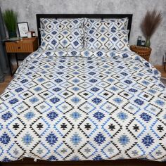 Акція на Набір Moon&Star Бязь Gold Люкс Blue Mosaic Простирадло 180х220 см + 2 наволочки 70х70 см (MS-880000041) від Rozetka