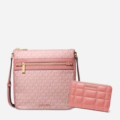 Акція на Набір (сумка + гаманець) жіночий Michael Kors 89967164 Рожева від Rozetka