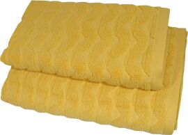 Акція на Набір 2 махрових рушники GM Textile для ванної 50х90 + 70х140 см Зигзаг жовтий від Rozetka