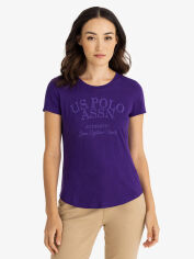 Акція на Футболка бавовняна жіноча U.S. Polo Assn 216512-1D00A(Phoenicia Purple) XS Фіолетова з принтом від Rozetka