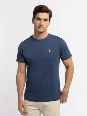 Акція на Футболка бавовняна довга чоловіча U.S. Polo Assn 113904-0400A(OCEANA BLUE) XL Синя від Rozetka