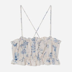 Акція на Топ жіночий H&M 10034813wer S Бежевий з блакитним від Rozetka