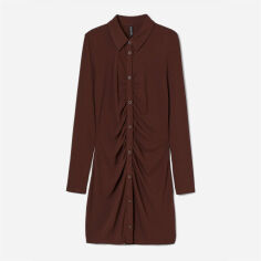 Акція на Сукня-сорочка міді осіння жіноча H&M 9945464wer L Коричнева від Rozetka
