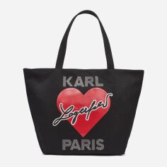 Акція на Сумка шопер жіноча тканинна Karl Lagerfeld Paris 676329823 Чорна від Rozetka