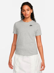 Акція на Футболка бавовняна жіноча Nike Sportswear Club Essentials DX7902-063 S Сіра від Rozetka