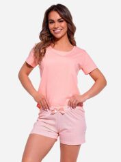 Акція на Піжама (футболка + шорти + штани) жіноча бавовняна Cornette Womens sleepwear 466-322 A25 M Рожевий/Помаранчевий/Білий від Rozetka