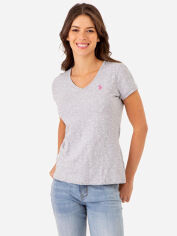 Акція на Футболка бавовняна жіноча U.S. Polo Assn Dot V-Neck 5539144-0600A L Сіра від Rozetka