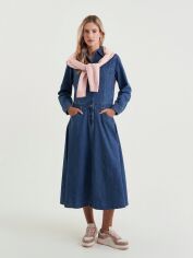 Акція на Сукня-сорочка джинсова максі осіння жіноча United Colors of Benetton 4RZKDV0B5-901 L Синя від Rozetka