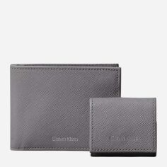 Акція на Набір гаманець + чохол для навушників шкіряний Calvin Klein 340660085 Сірий від Rozetka