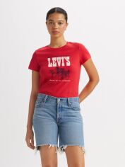 Акція на Футболка бавовняна жіноча Levi's 832032307 XS Червона з принтом від Rozetka