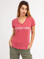 Акція на Футболка жіноча U.S. Polo Assn 695284305 M Червона з принтом від Rozetka
