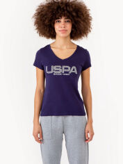 Акція на Футболка бавовняна жіноча U.S. Polo Assn 161872932 M Синя з принтом від Rozetka