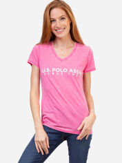 Акція на Футболка жіноча U.S. Polo Assn 585860376 S Рожева з принтом від Rozetka
