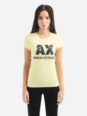 Акція на Футболка бавовняна жіноча Armani Exchange 361005569 M Жовта з принтом від Rozetka