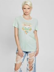 Акція на Футболка жіноча Guess 959040252 XS Зелена з принтом від Rozetka