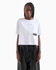 Акція на Футболка бавовняна оверсайз жіноча Armani Exchange 832294497 XL Біла з принтом від Rozetka