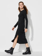 Акція на Сукня-футболка міді осіння жіноча Uniqlo 636111631 M Чорна від Rozetka