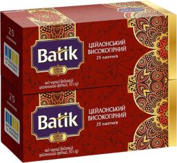 Акція на Упаковка чорного чаю Batik GOLD Цейлонський Високогірний 25 пакетиків по 2 г х 2 пачки від Rozetka