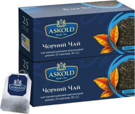 Акція на Упаковка чорного чаю Askold Noble tea Байховий 25 пакетиків по 2 г х 2 пачки від Rozetka