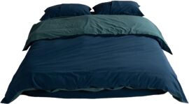 Акція на Комплект постільної білизни Limasso Євро 200х220 Green-Dress Blue Варена бавовна від Rozetka