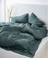 Акція на Комплект постільної білизни Limasso Євро 200х220 Dark Green Варена бавовна від Rozetka