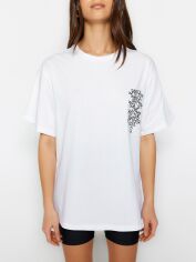 Акція на Футболка бавовняна оверсайз довга жіноча Trendyol TWOSS23TS00401 XL White від Rozetka