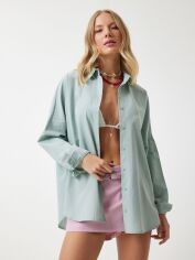 Акція на Сорочка бавовняна оверсайз жіноча Happiness MX00167 38 Cagla Green від Rozetka
