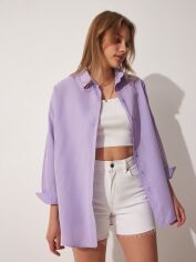 Акція на Сорочка бавовняна жіноча Happiness DD00842 38 Light Lilac від Rozetka