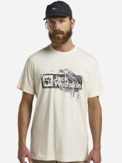 Акція на Футболка бавовняна довга чоловіча Jack Wolfskin Brand T M A64116-T0296 2XL Молочна від Rozetka