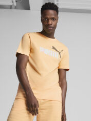Акція на Футболка бавовняна довга чоловіча Puma Ess 2 Color No. 1 Logo Tee 68470841 M Almost Apricot з принтом від Rozetka