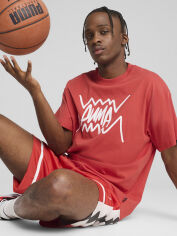 Акція на Футболка бавовняна довга чоловіча Puma Jaws Core Tee I 63049203 2XL Red Fire з принтом від Rozetka
