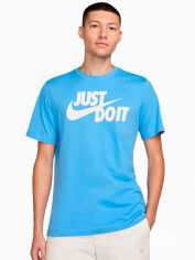 Акція на Футболка бавовняна довга чоловіча Nike M Nsw Tee Just Do It Swoosh AR5006-412 XL Блакитна від Rozetka