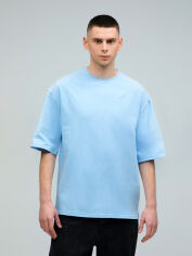 Акція на Футболка бавовняна довга чоловіча Ray U0104M-Sky Blue 2XL-3XL Блакитна від Rozetka