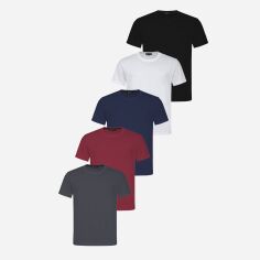 Акція на Набір футболок бавовняних довгих чоловічих Ray U0102-5PACK3 2XL 5 шт Білий/Темно-Сірий/Темно-Синій/Чорний/Бордовий від Rozetka