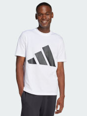 Акція на Футболка бавовняна довга чоловіча Adidas M Bl Sj T JE8943 XL White/Black з принтом від Rozetka