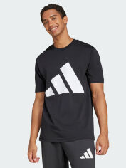 Акція на Футболка бавовняна довга чоловіча Adidas M Bl Sj T JE8945 L Black/White з принтом від Rozetka