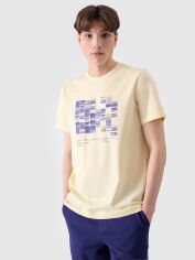 Акція на Футболка бавовняна довга чоловіча 4F 4FRSS24TTSHM2107-73S XL Жовта від Rozetka