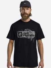 Акція на Футболка бавовняна довга чоловіча Jack Wolfskin Brand T M A64116-T0298 S Темно-синя від Rozetka