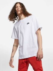 Акція на Футболка бавовняна довга чоловіча Nike Sportswear Club AR4997-101 XS White/Black від Rozetka