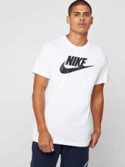 Акція на Футболка бавовняна довга чоловіча Nike Sportswear Icon Futura AR5004-101 XS Біла з принтом від Rozetka