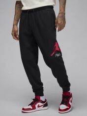 Акція на Спортивні штани чоловічі Nike Jordan Essentials Fleece Baseline FD7345-013 M Black/Gym Red/Gym Red від Rozetka