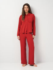 Акція на Піжама (сорочка + штани) жіноча з віскози Trendyol THMAW25PT00146 40 Бордова від Rozetka