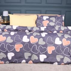 Акція на Комплект постільної білизни MirSon King Size 220х240 см 17-0720 Ashen Hearts Ranforce Elite від Rozetka