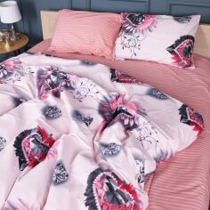 Акція на Комплект постільної білизни MirSon King Size 220х240 см 17-0724 Diamond Hearts Бязь від Rozetka