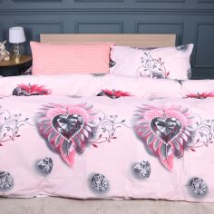 Акція на Комплект постільної білизни MirSon King Size 220х240 см 17-0724 Diamond Hearts Ranforce Elite від Rozetka
