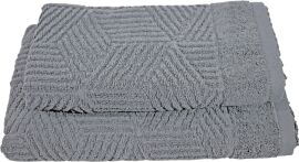 Акція на Набір 2 махрових рушників GM Textile Бавовняні Уельс 50x90 + 70x140 см Темно-сірі від Rozetka