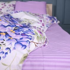 Акція на Простирадло MirSon Бязь 17-0723 Purple Flowers 150х220 см від Rozetka