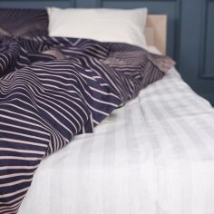 Акція на Простирадло MirSon Бязь 17-0721 Cream and Grey Stripes 200x220 см від Rozetka